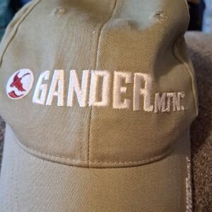 Gander Mountain Tan Baseball Cap with White Embroidered Logo and Red Accent